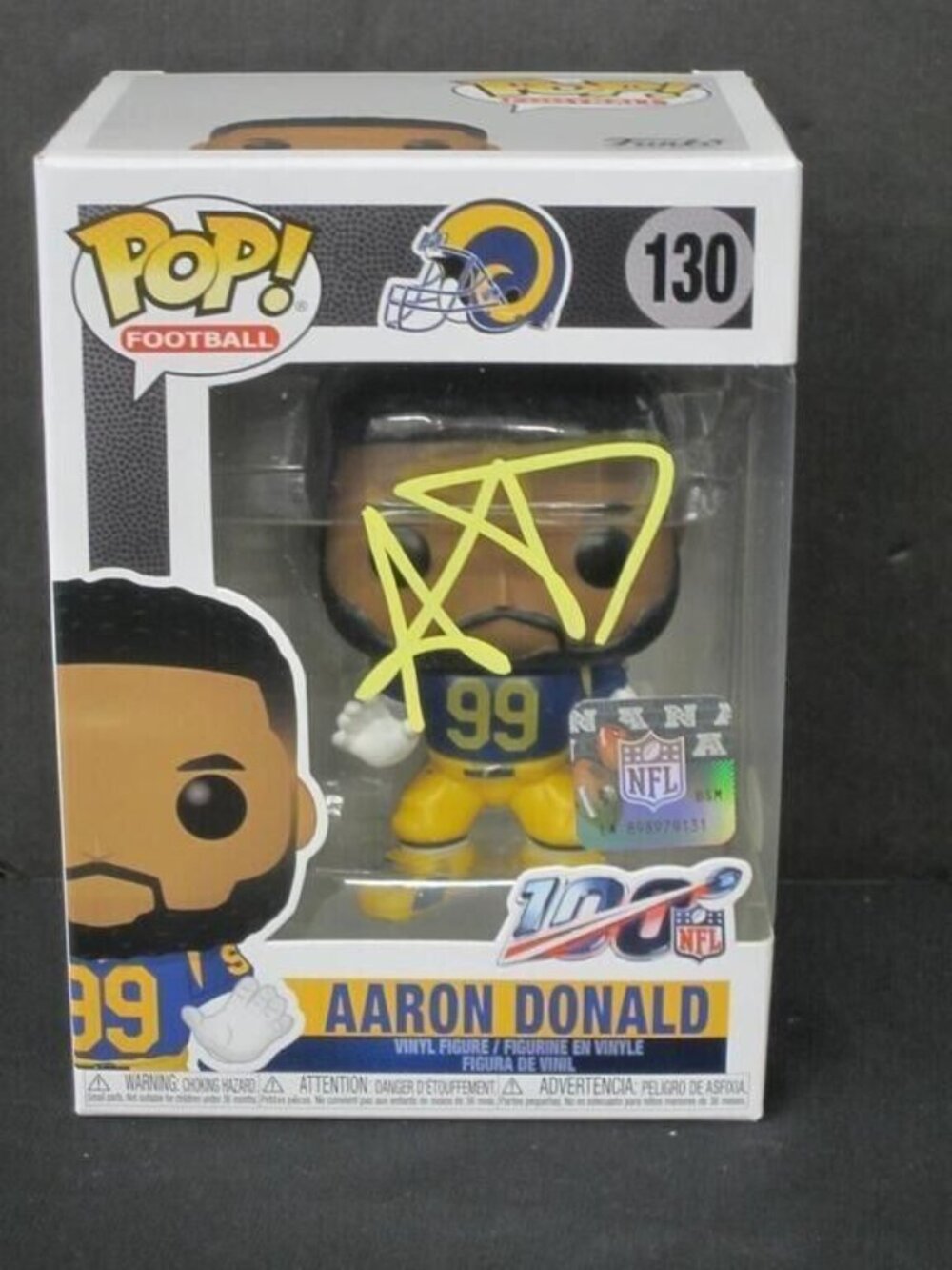 Aaron Donald signed Funko Pop! NFL Los Angeles Rams #130 w/COA